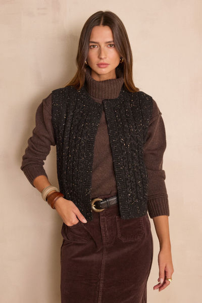 Picture of BIXENTE SLEEVELESS CABLE-KNIT WOOL CARDIGAN